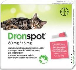 Bayer Bayer Dronspot Pipety dla Średniego Kota 2,5 kg - 5 kg 2 x 0,70 ml 1