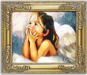 GO-BI Obraz Anioły ręcznie malowany 27x32cm uniwersalny 1