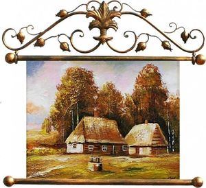 GO-BI Obraz Dworki, mlyny, chaty, ręcznie malowany 72x75cm uniwersalny 1