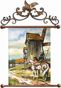 GO-BI Obraz Dworki, mlyny, chaty, ręcznie malowany 68x95cm uniwersalny 1