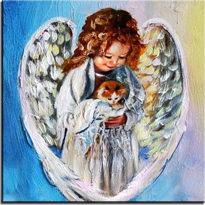 GO-BI Obraz Anioły ręcznie malowany 30x30cm uniwersalny 1