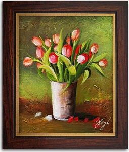 GO-BI Obraz Tulipany ręcznie malowany 27x32cm uniwersalny 1