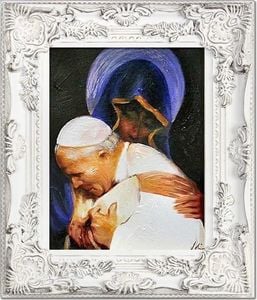 GO-BI Obraz Papież Jan Paweł II ręcznie malowany 27x32cm uniwersalny 1