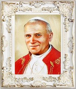 GO-BI Obraz - Papież Jan Paweł II - olejny, ręcznie malowany 27x32cm uniwersalny 1