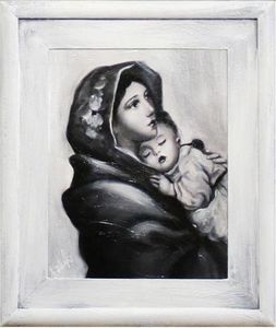 Pigmejka Obraz ręcznie malowany Maryja 27x32cm uniwersalny 1