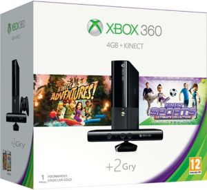 Microsoft Xbox 360 4GB + Kinect + Kinect Sports Ultimate + Kinect Adventures + Live 1 Miesiąc (N7V-00113) 1