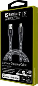 Kabel USB Sandberg USB-A - Lightning 1 m Biało-czarny (441-35) 1