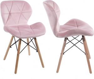 Leobert 2x Krzesło ELVA aksamitne tapicerowane - różowe 1
