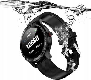 Smartwatch Smartwatch L9 Ciśnieniomierz Puls Ekg Zegarek Ip68 Czarny z Czarnym Eko-Skórzanym paskiem 13