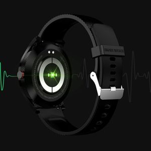 Smartwatch Smartwatch L9 Ciśnieniomierz Puls Ekg Zegarek Ip68 Czarny z Czarnym Eko-Skórzanym paskiem 3