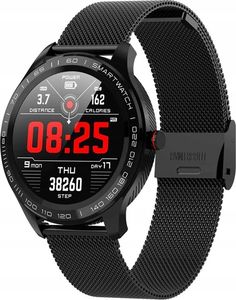 Smartwatch Smartwatch L9 Ciśnieniomierz Puls Ekg Zegarek Ip68 Czarny z Czarnym Eko-Skórzanym paskiem 6