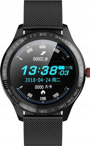 Smartwatch Smartwatch L9 Ciśnieniomierz Puls Ekg Zegarek Ip68 Czarny z Czarnym Eko-Skórzanym paskiem 9