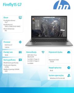 Laptop HP Mobilna stacja robocza Firefly15 G7 W10P/15 i7-10510U/512/16 111D9EA 5