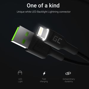 Kabel USB Green Cell USB-A - Lightning 2 m Czarny (KABGC12) 2