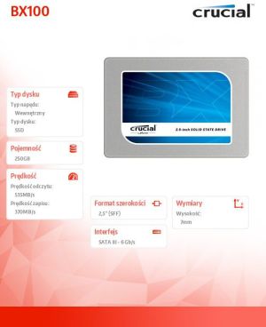 Dysk SSD Crucial 250 GB 2.5" SATA III (CT250BX100SSD1) 3