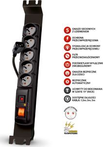 Acar Listwa zasilająca F5 RACK IEC 5x 230V PL 3m (W0083) 3