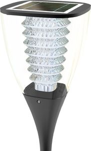 PowerNeed Solarna latarnia ogrodowa Pearl z czujnikiem zmierzchu, panel o mocy 1.6W, ciepłe białe światło LED 3