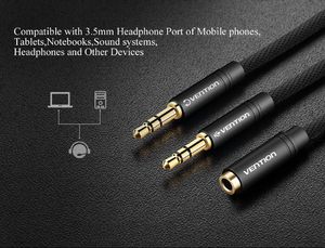 Vention Splitter Audio VENTION w Oplocie Mini Jack 3,5mm -- 2x Mini jack 3,5mm 3