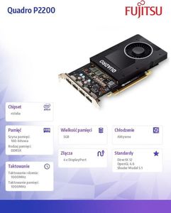 Karta graficzna Fujitsu Quadro P2200 5GB GDDR5X (S26361-F2222-L205) 2