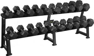 HMS Duży Dwupoziomowy  Stojak na Hantle z Uchwytami 3