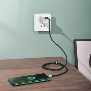 Kabel USB Baseus Baseus Cafule Nylonowy Kabel Przewód Usb - Usb Typ C Do Szybkiego Ładowania Vooc Quick Charge 3.0 5 A 2 M Zielony (Catklf-Vb06) 10