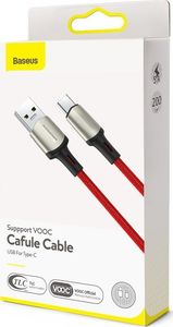 Kabel USB Baseus Baseus Cafule Nylonowy Kabel Przewód Usb - Usb Typ C Do Szybkiego Ładowania Vooc Quick Charge 3.0 5 A 2 M Czerwony (Catklf-Vb09) 5
