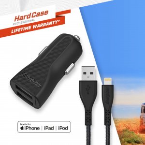 Ładowarka Energizer Car Charger 2xUSB + Lightning Cable (1.2m) black 5