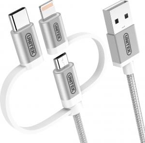 Kabel USB Unitek Mobile przewód All-in-One Silver MFI 1
