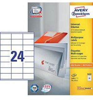 Avery Zweckform Etykiety Uniwersalne, Białe 70x35mm 100 arkuszy (3422) 1