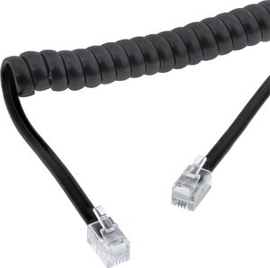 InLine InLine Kabel spiralny słuchawki, RJ10 4P4C M / M, czarny, max. 4m 1