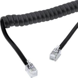 InLine Kabel spiralny słuchawki, RJ10 4P4C M / M, czarny, max. 2 m 1