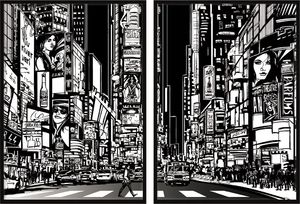 E-druk OBRAZ PLAKATY W RAMIE 53x73cm Dyptyk City P709 1