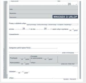Michalczyk & Prokop Wniosek o urlop 2/3 A5 40 kartek (513-4) 2