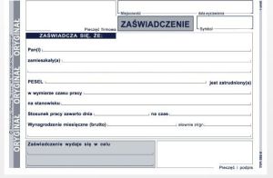 Michalczyk & Prokop Zaświadczenie o zatrudnieniu A6 80 kartek (502-5) 2