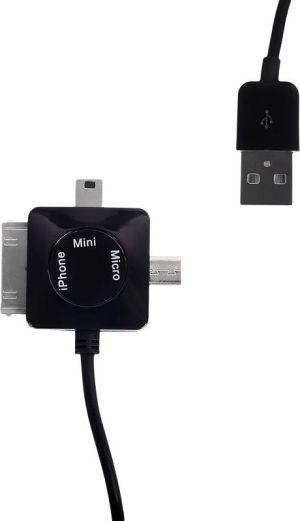 Kabel USB Whitenergy USB-A - Apple 30-Pin + microUSB + miniUSB 1 m Czarny (09983) 1