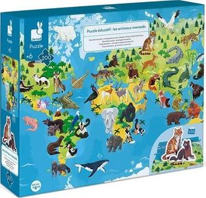Janod Puzzle edukacyjne z figurkami 3D Zagrożone gatunki 200 elementów (J02676) 1