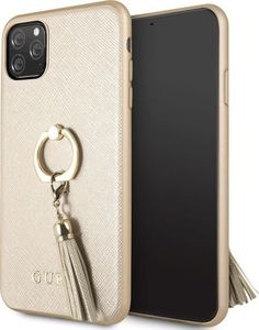 Guess Etui Guess GUHCN65RSSABE Apple iPhone 11 Pro Max beige/beżowy hard case Saffiano with ring stand 1