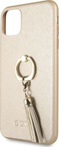 Guess Etui Guess GUHCN65RSSABE Apple iPhone 11 Pro Max beige/beżowy hard case Saffiano with ring stand 5