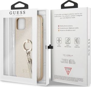 Guess Etui Guess GUHCN65RSSABE Apple iPhone 11 Pro Max beige/beżowy hard case Saffiano with ring stand 7