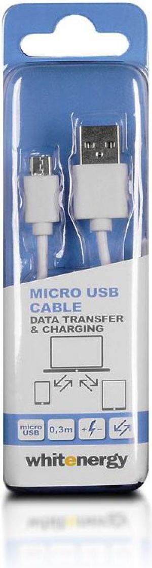 Kabel USB Whitenergy USB-A - microUSB 0.3 m Biały (09968) 1
