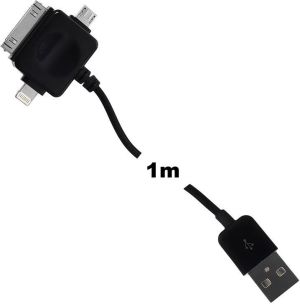 Kabel USB Whitenergy USB-A - Apple 30-Pin + Lightning + microUSB 1 m Czarny (09984) 1