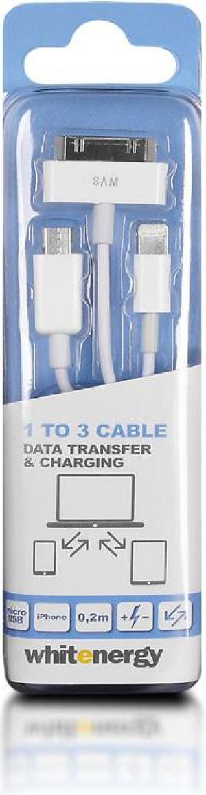 Kabel USB Whitenergy USB-A - Apple 30-Pin + Lightning + microUSB Biały (09987) 1