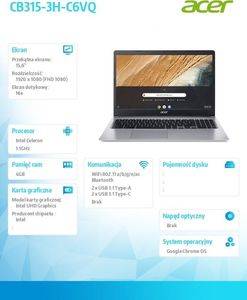 Laptop Acer Chromebook 315 (CB315-3H-C6VQ) 9