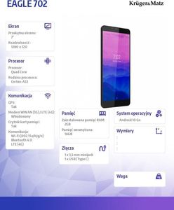 Tablet Kruger&Matz Eagle 702 7" 16 GB 4G Czarny (KM0702) 9