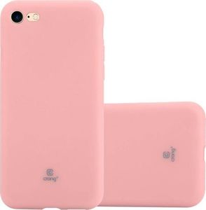 Crong Crong Soft Skin Cover - Zestaw etui iPhone SE 2020 / 8 / 7 (różowy) + szkło hybrydowe 9H (biała ramka) 1