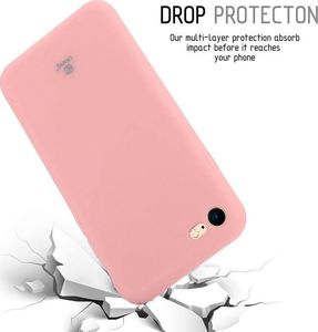 Crong Crong Soft Skin Cover - Zestaw etui iPhone SE 2020 / 8 / 7 (różowy) + szkło hybrydowe 9H (biała ramka) 7