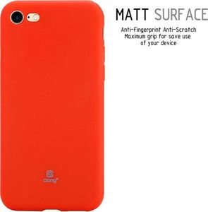 Crong Crong Soft Skin Cover - Zestaw etui iPhone SE 2020 / 8 / 7 (czerwony) + szkło hybrydowe 9H (biała ramka) 5
