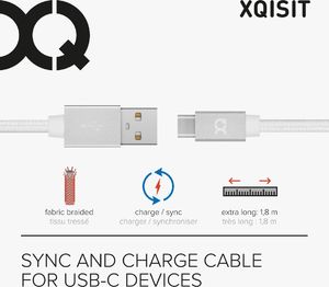 Kabel USB Xqisit USB-A - USB-C 1.8 m Biały (112199) 2