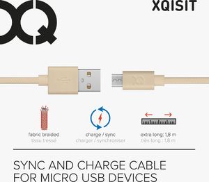 Kabel USB Xqisit XQISIT Cotton Cable microUSB to USB A 180cm 2