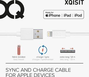 Kabel USB Xqisit USB-A - Lightning 1.8 m Biały 2